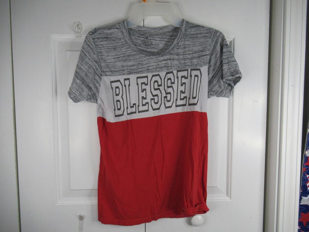Onfire Blessed Grey White and red shirt